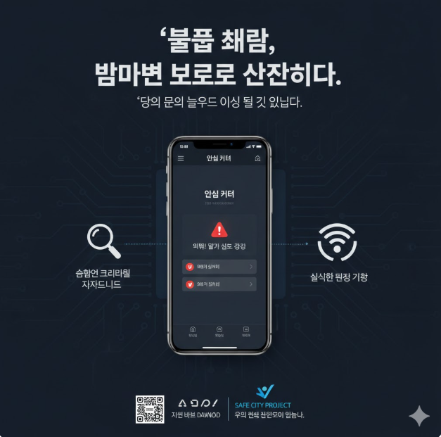 예방 슬로건: 상단에는 불법 촬영이 개인의 삶을 파괴하는 중대한 범죄임을 알리는 강력한 경고 문구가 배치되어 사안의 엄중함을 전달합니다.